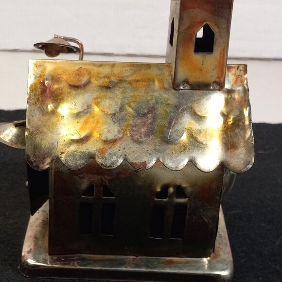 Copper Metal Church Music Box Plays Amazing Grace Cross Spins Countrycore - Picture 2 of 7